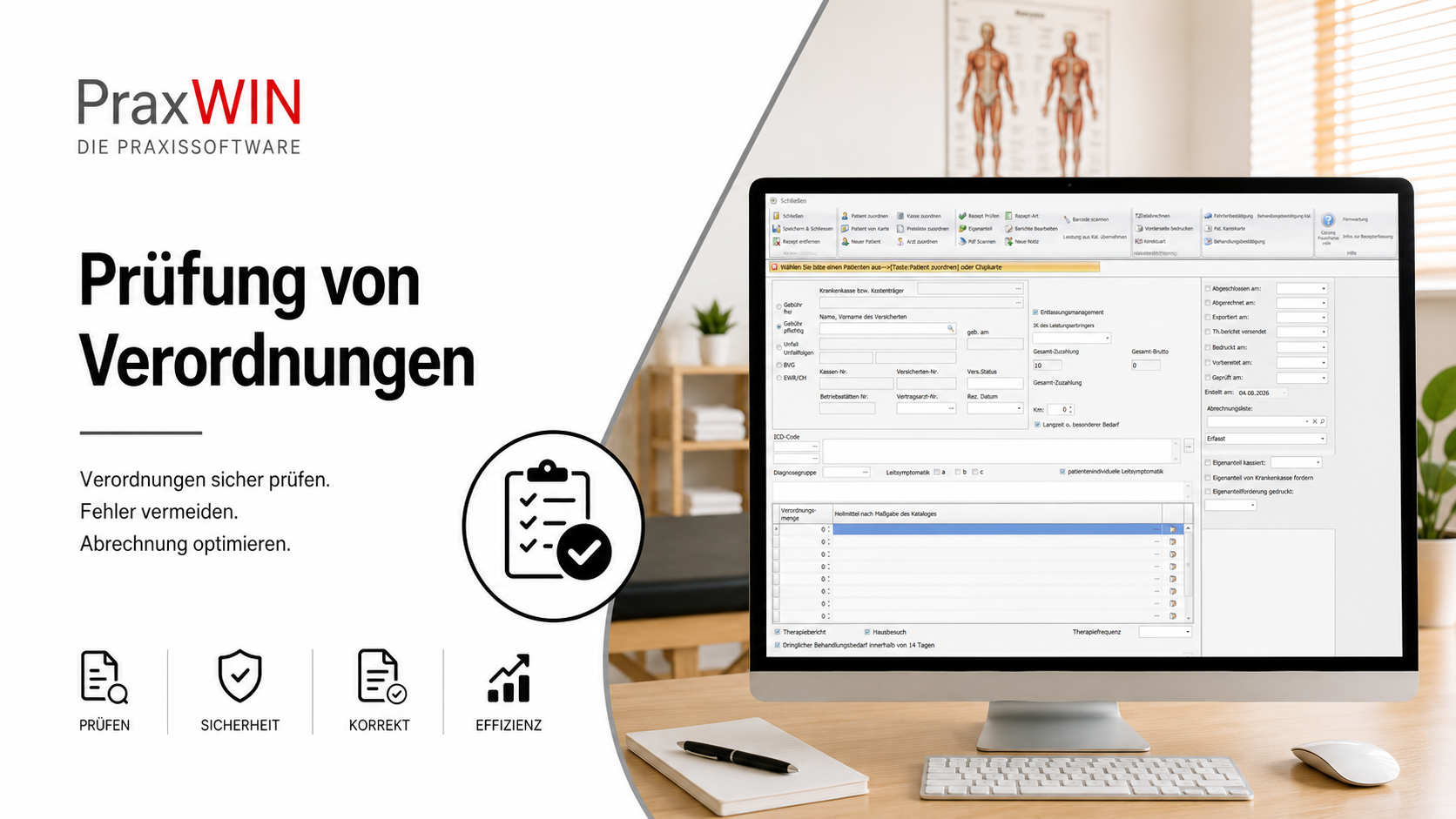 Heilmittelverordnung in PraxWin prüfen – Verordnungsprüfung für Physiotherapie, Ergotherapie und Logopädie